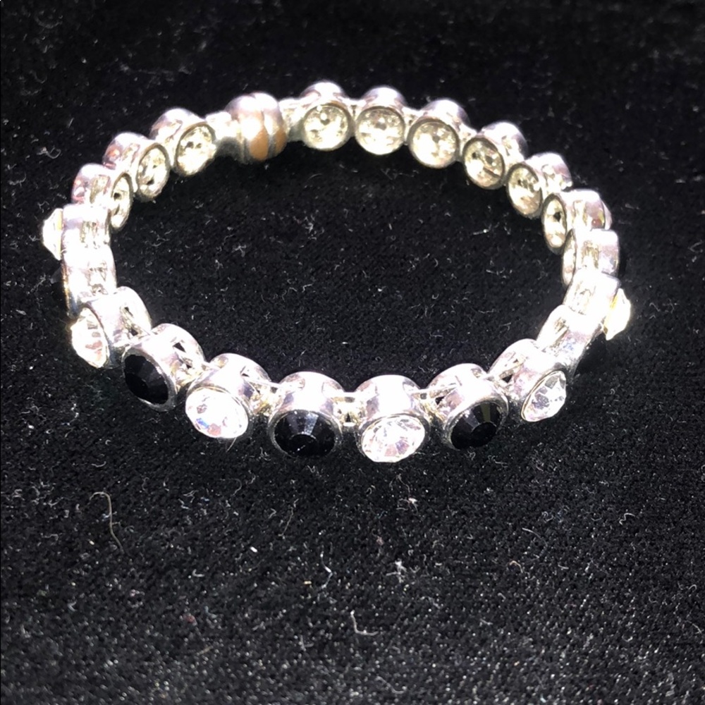Black and white diamond magnetic bracelet